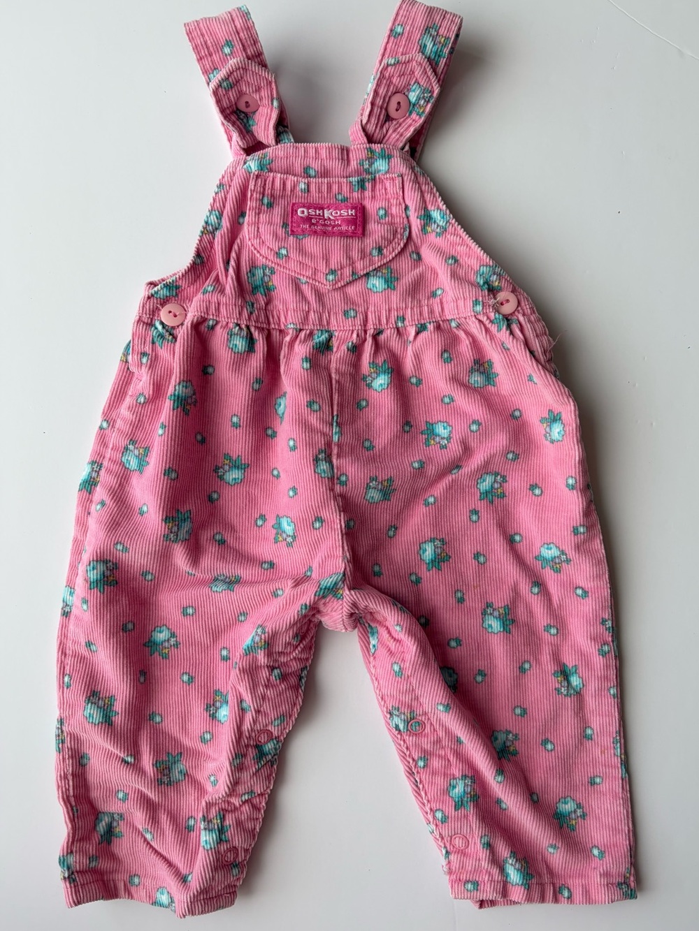Vintage Baby OshKosh Pink Corduroy Overalls Size 6-9 months